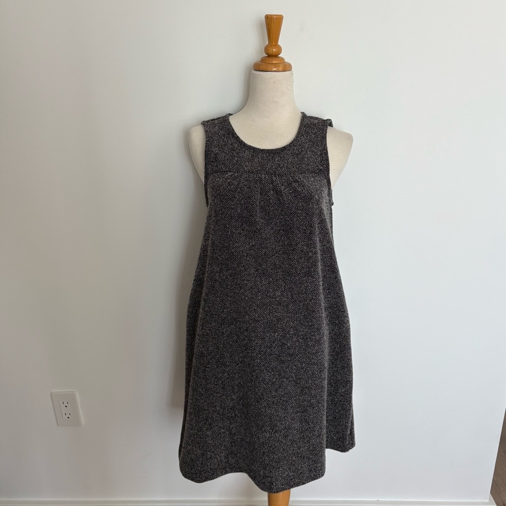 Gap Womens Dress Small Gray Black Sleeveless Shift Minimalist Tweed Simple Comfy
